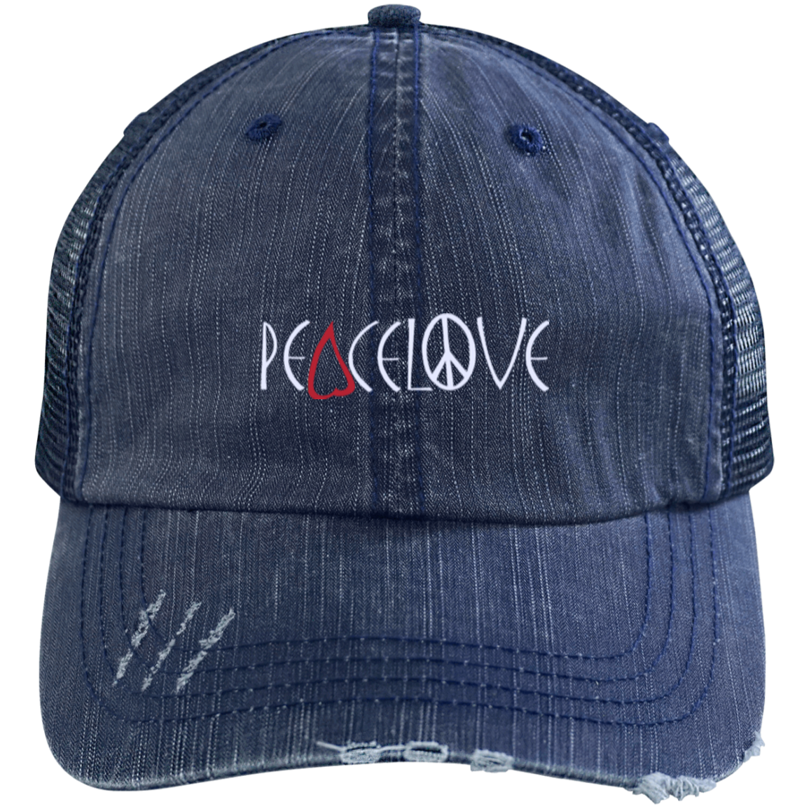 Peacelove Distressed Trucker Cap