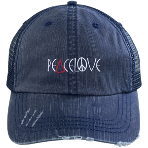 Peacelove Distressed Trucker Cap